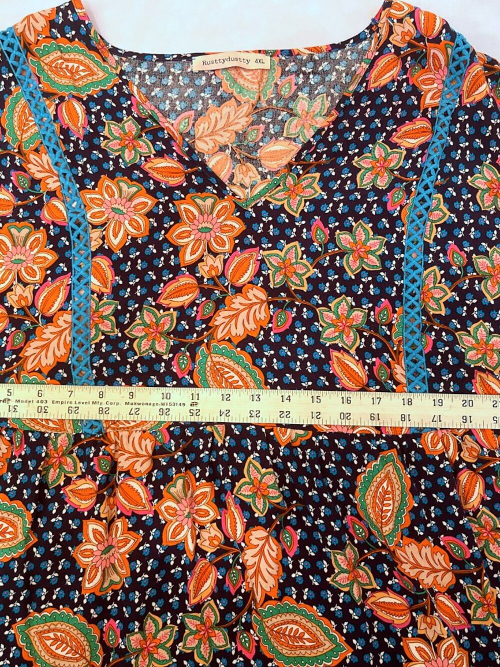 Rusttydustty Modern Bohemia Crush Ladies Fun Floral Print Top Size 4XL - Picture 7 of 9